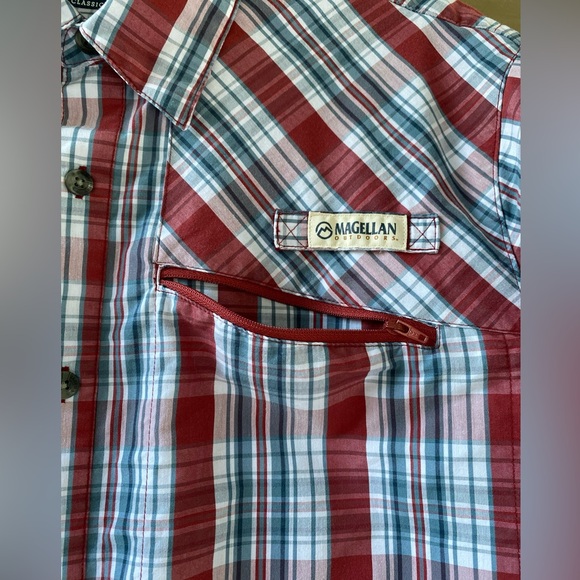Magellan Outdoors Men's Fish Gear Classic Fit Cotton Blend Madras Vented Size L - Picture 10 of 12
